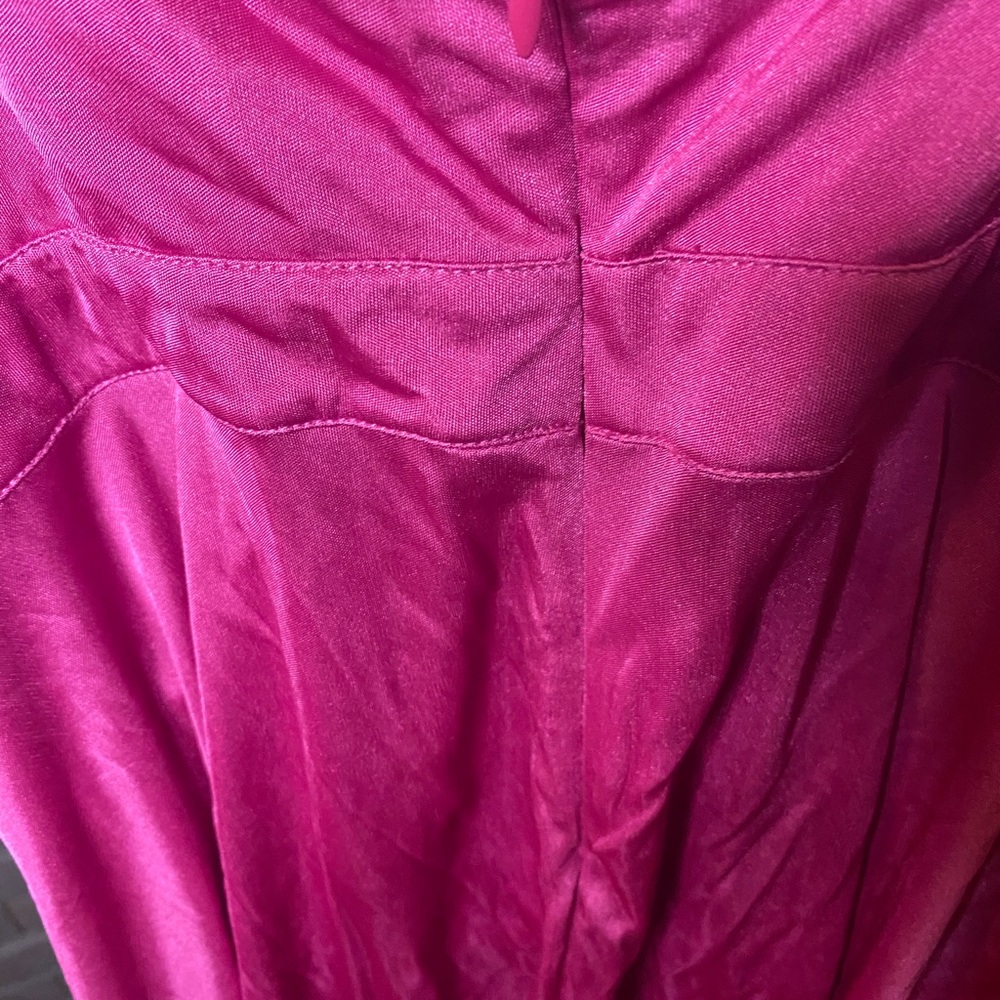 BCBGMaxAzria Fuchsia Accordion Pleated Top: Size Small with Tie Detail - Picture 6 of 6